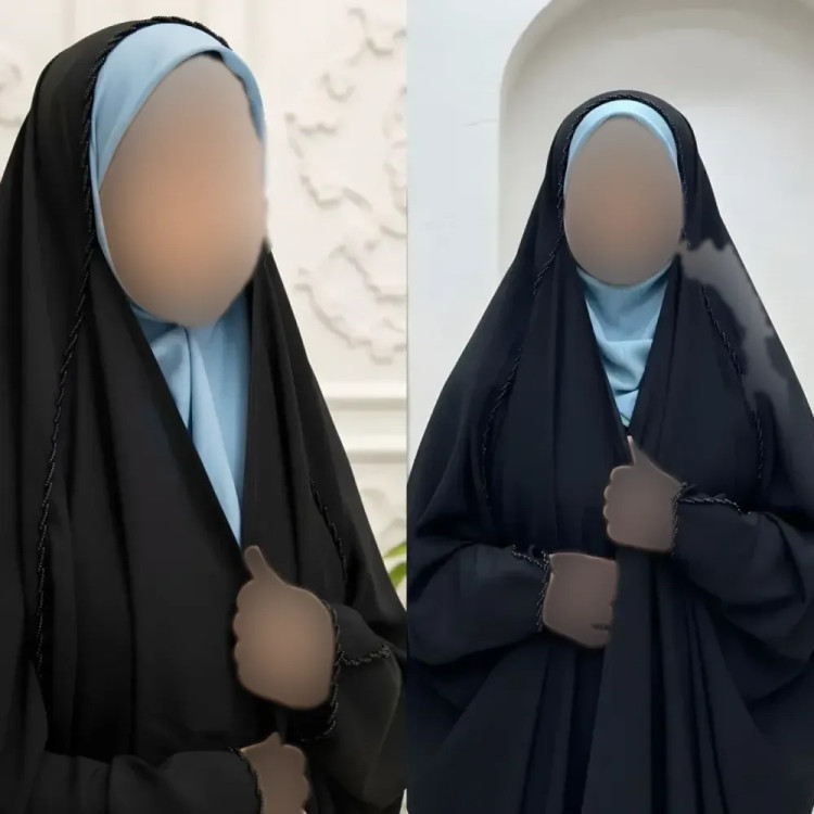 چادر جده دخترانه منجوق دوزی شده جنس کرپ حریرالاسود مشکی