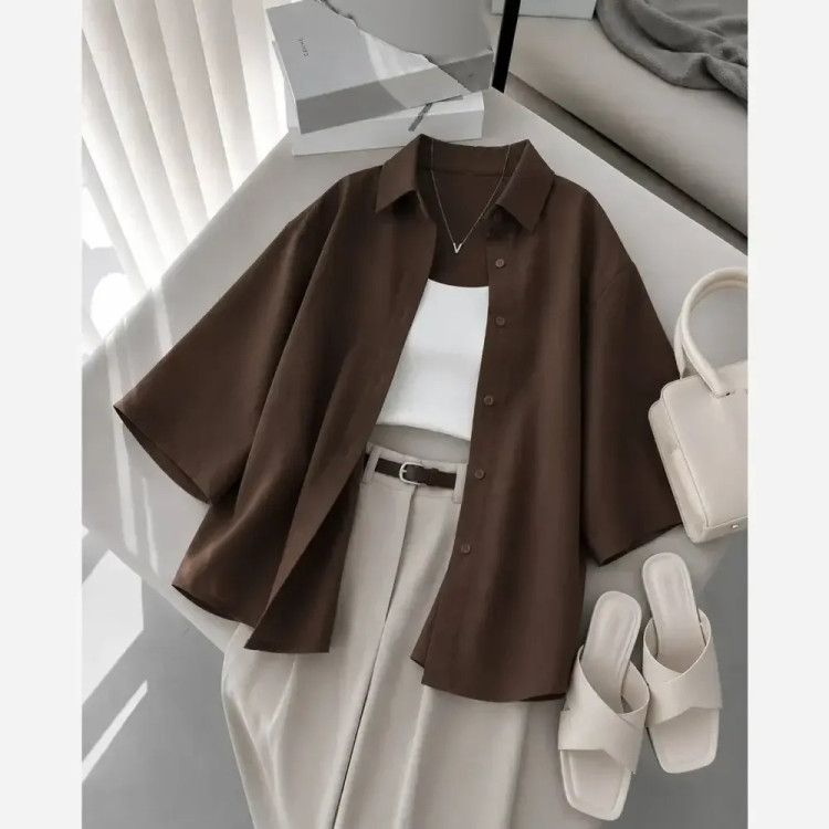 شومیز مانتویی زنانه جنس الیزه فری سایز مناسب سایز 38 تا 46 در رنگبندی متنوع