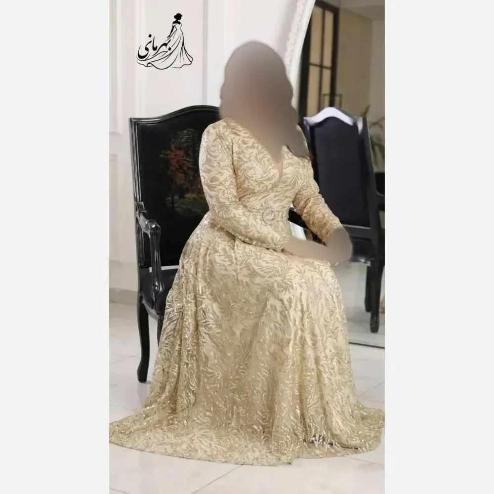 پیراهن مجلسی زنانه ساتن تافته مدل لاله دامن پرچین کاپدار سایز 36 تا 52
