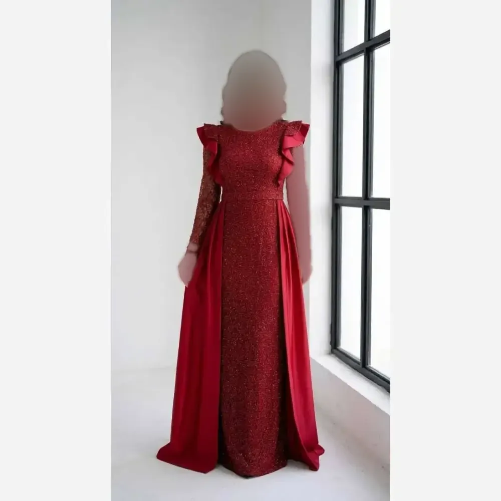 پیراهن مجلسی زنانه ساتن تافته مدل لاله دامن پرچین کاپدار سایز 36 تا 52