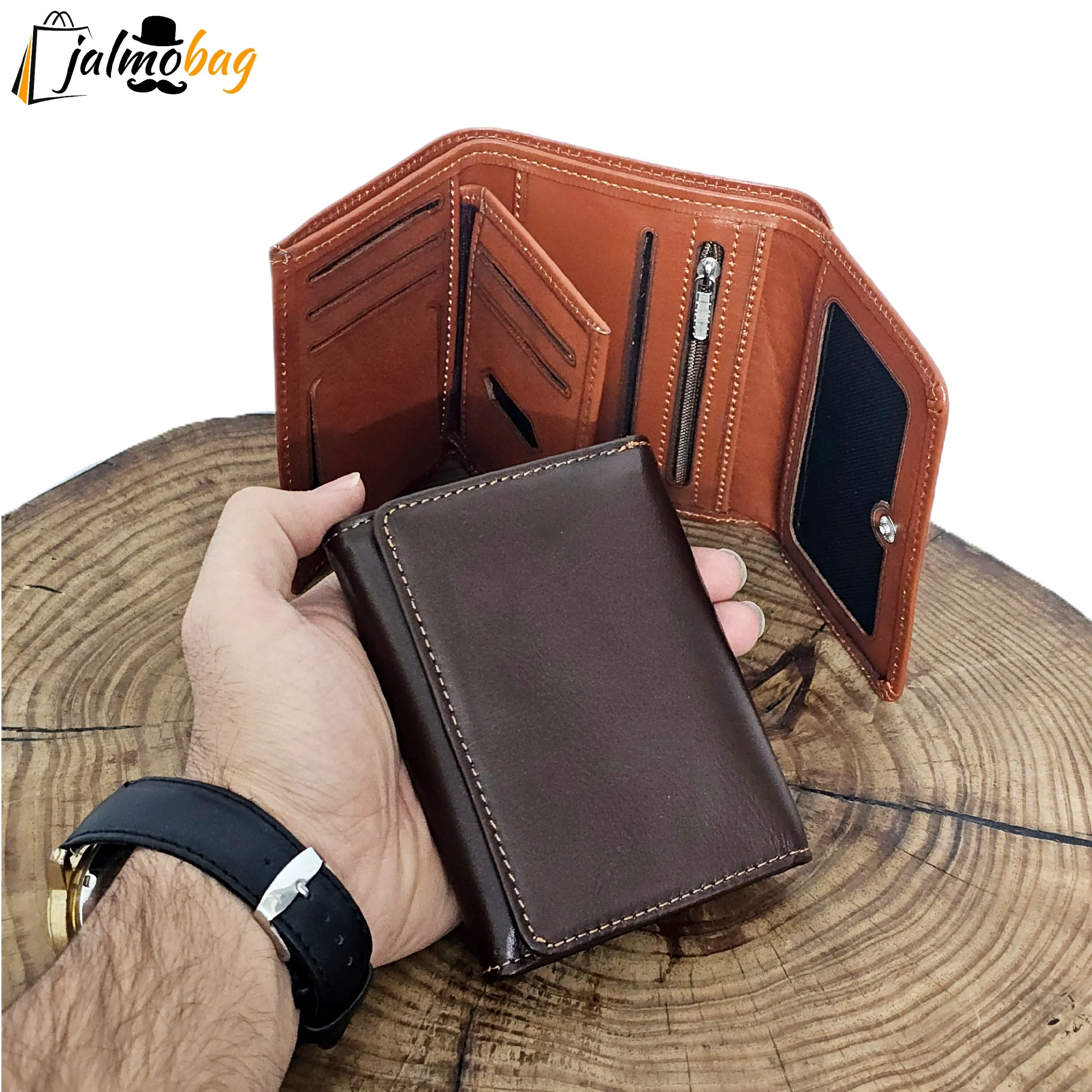کیف پول چرم مردانه سه لت چرم اصل گاوی
