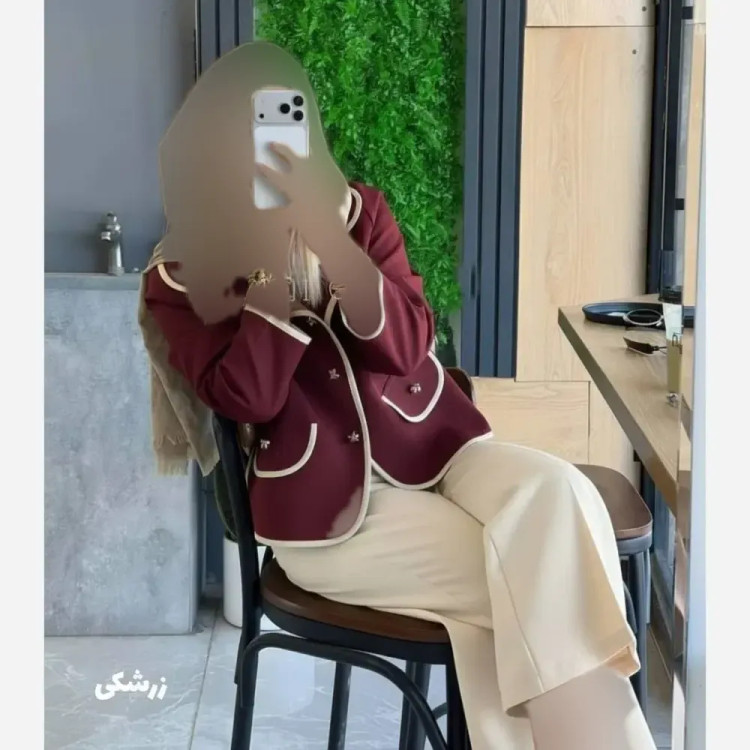 مانتو کمر کش شانتون بلند دکمه دار جیب دار فری سایز