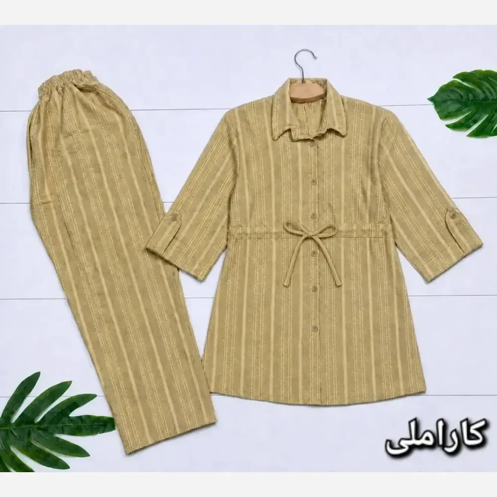 ست بلوز شلوار قواره دار زنانه جنس ویسکو الیزه فول کش سایز فری 38 تا 50
