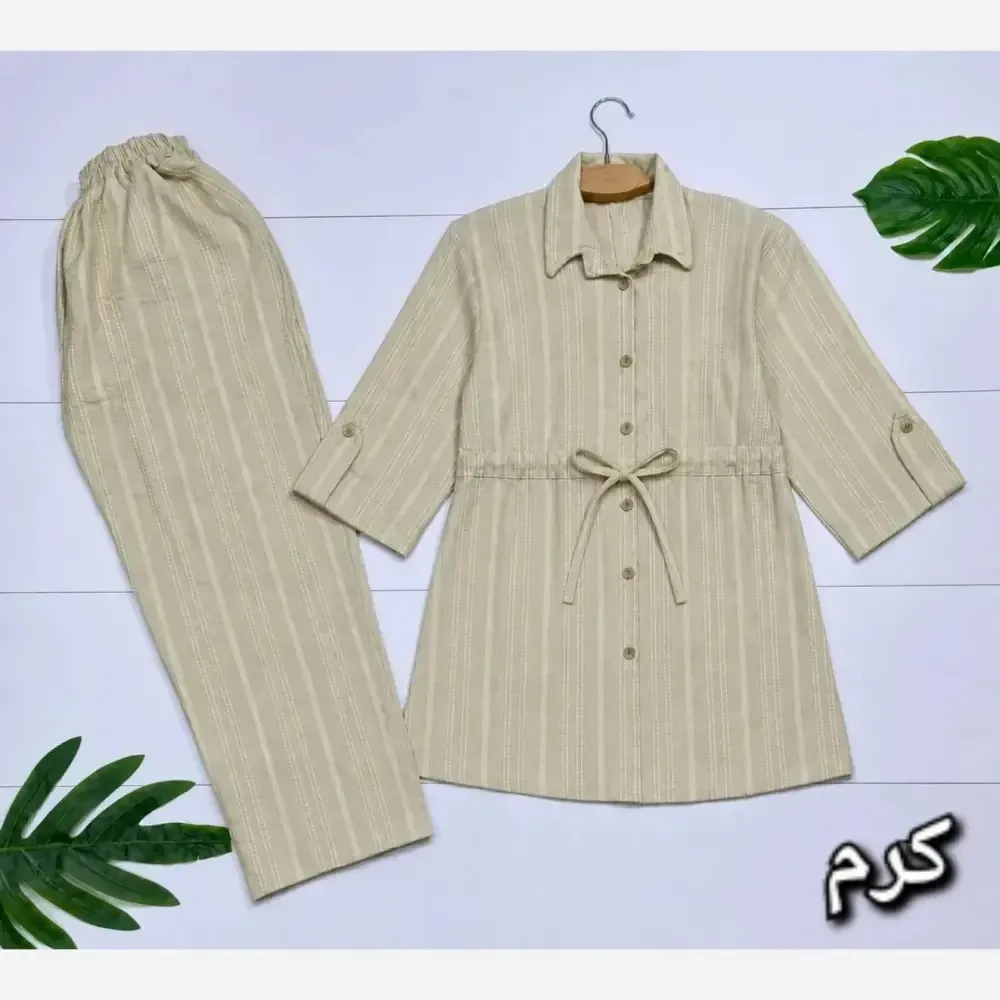 ست بلوز شلوار قواره دار زنانه جنس ویسکو الیزه فول کش سایز فری 38 تا 50