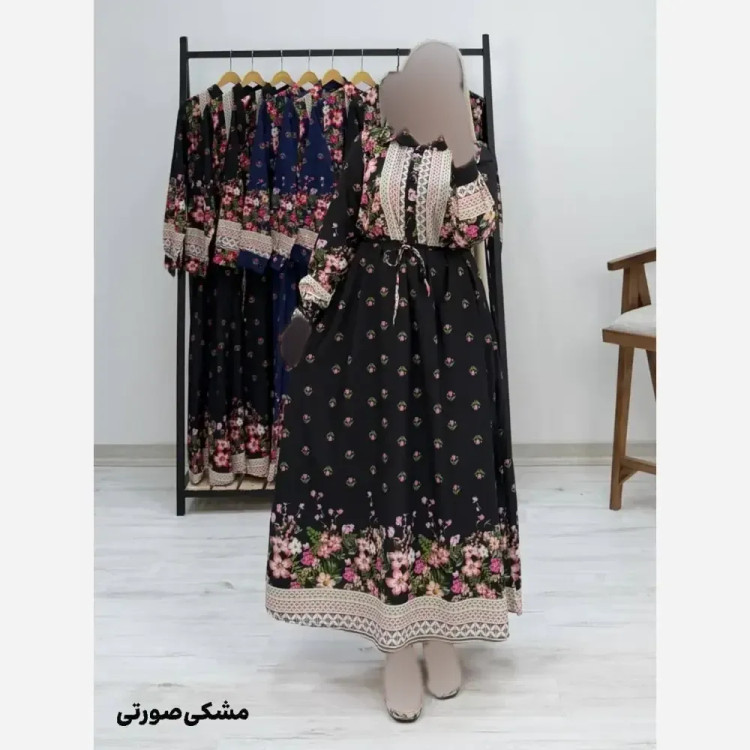 پیراهن ساحلی لاله فلور نخ فری سایز 38 تا 46 سورمه ای مشکی قرمز مشکی صورتی