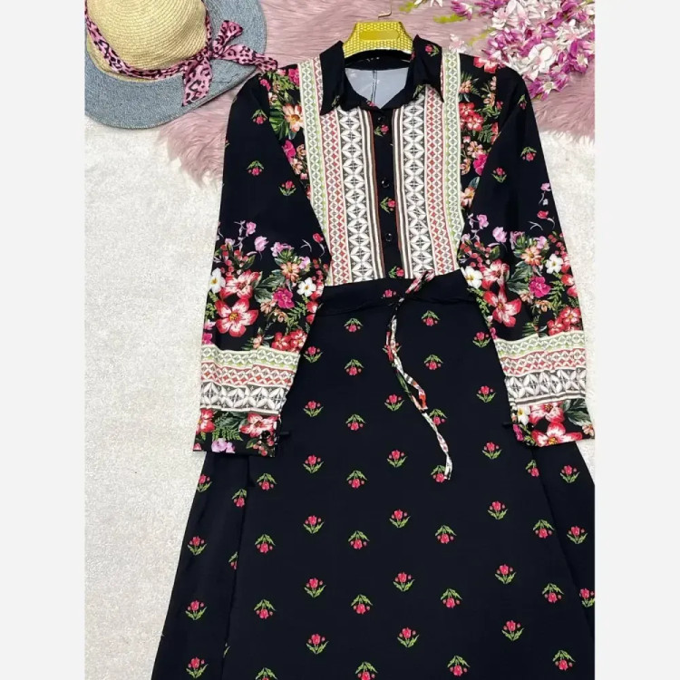 پیراهن ساحلی لاله فلور نخ فری سایز 38 تا 46 سورمه ای مشکی قرمز مشکی صورتی