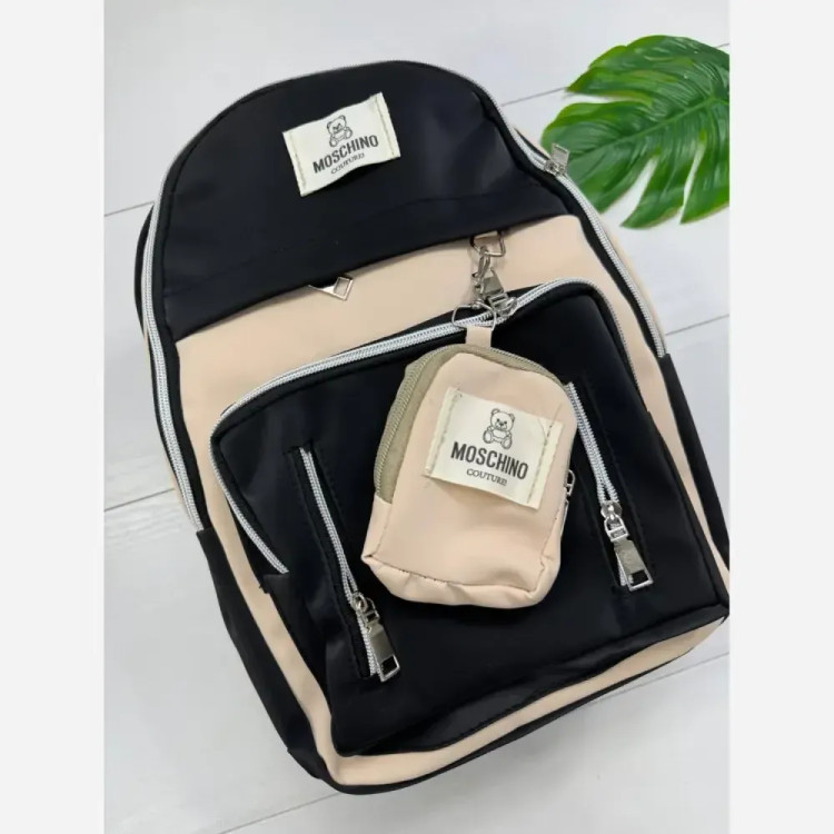 کوله پشتی زرین دیبا ضد آب با کیفیت عالی و سه زیپ و جای قمقمه اندازه 40*28 سانت مشکی کرم و تمام مشکی