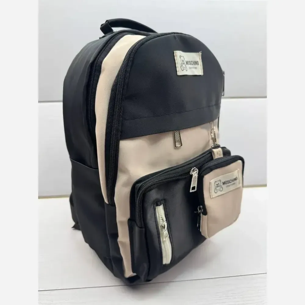 کوله پشتی زرین دیبا ضد آب با کیفیت عالی و سه زیپ و جای قمقمه اندازه 40*28 سانت مشکی کرم و تمام مشکی
