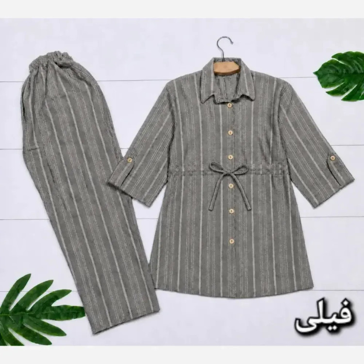 ست شومیز و شلوار شانتون زنانه فری سایز 38 تا 46