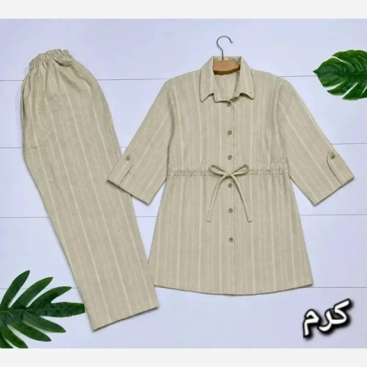 ست شومیز و شلوار شانتون زنانه فری سایز 38 تا 46