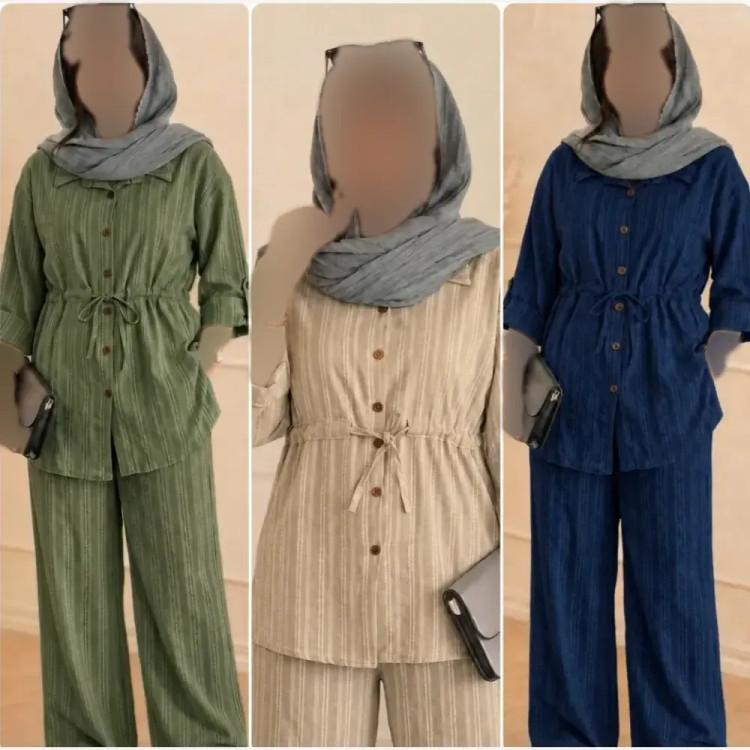 ست شومیز و شلوار شانتون زنانه فری سایز 38 تا 46