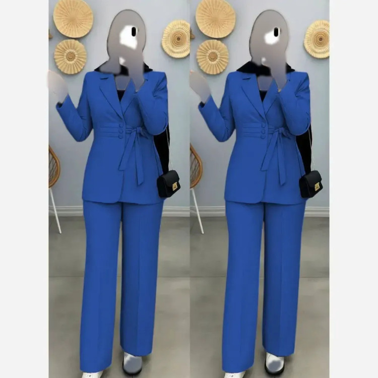 کت و شلوار ماهان مازراتی توئیت تک رنگ آبی کاربنی سایز 1 و 2