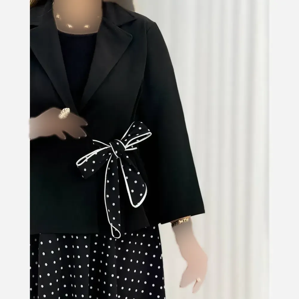 کت و شلوار لنین زنانه مدل رویا رنگ مشکی سبز نسکافه ای