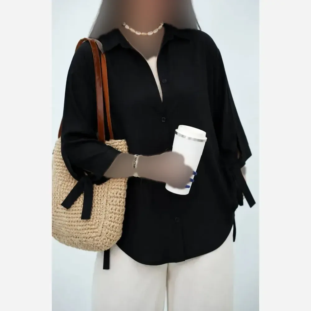 شومیز گره ای نیکی خنک و سبک فری سایز
