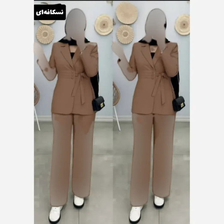 ست سه تیکه زنانه وست دامن شانتون شومیز داکرون فری سایز تا 48