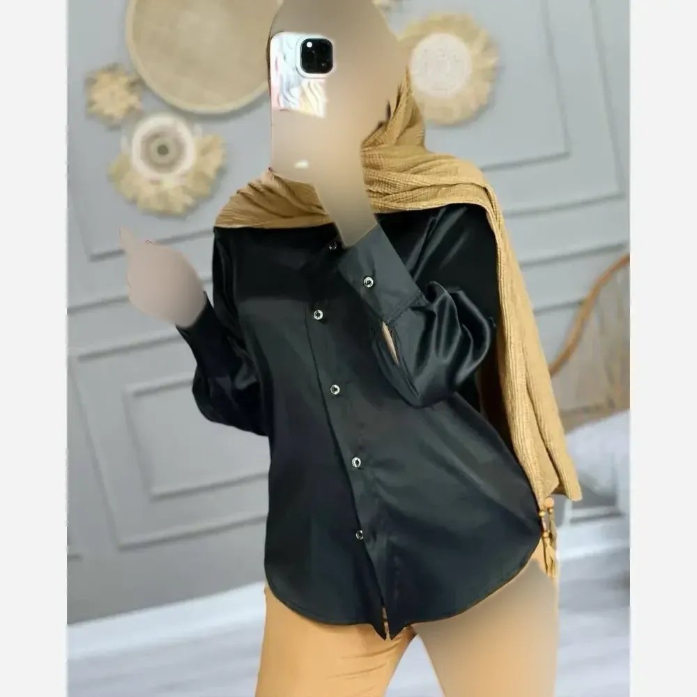 شومیز ساتن فرانسه ضخیم زنانه رنگ بندی متنوع سایز 1 و 2