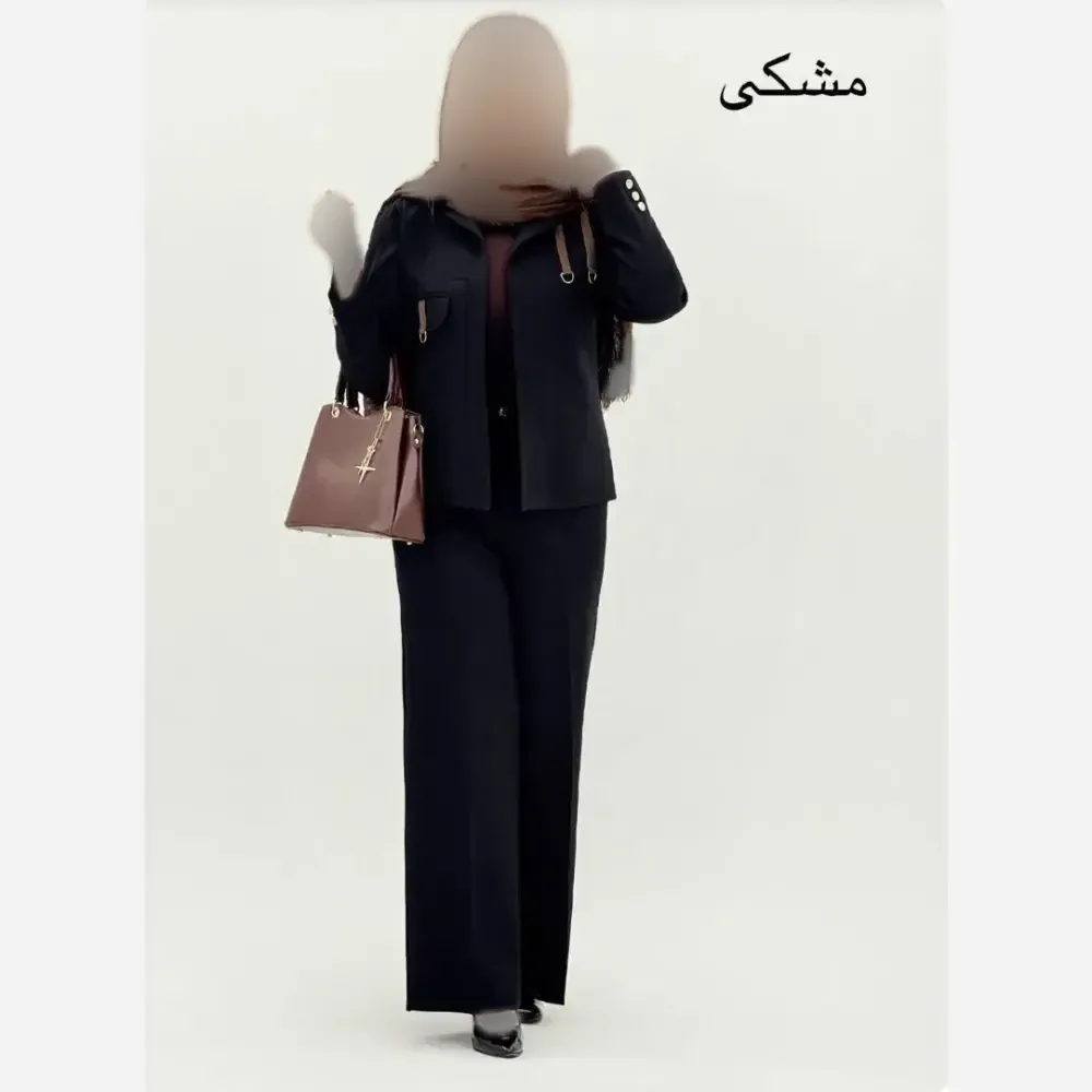 کت شلوار زنانه جنس مازراتی درجه یک مدل بگ رنگ مشکی و سورمه ای