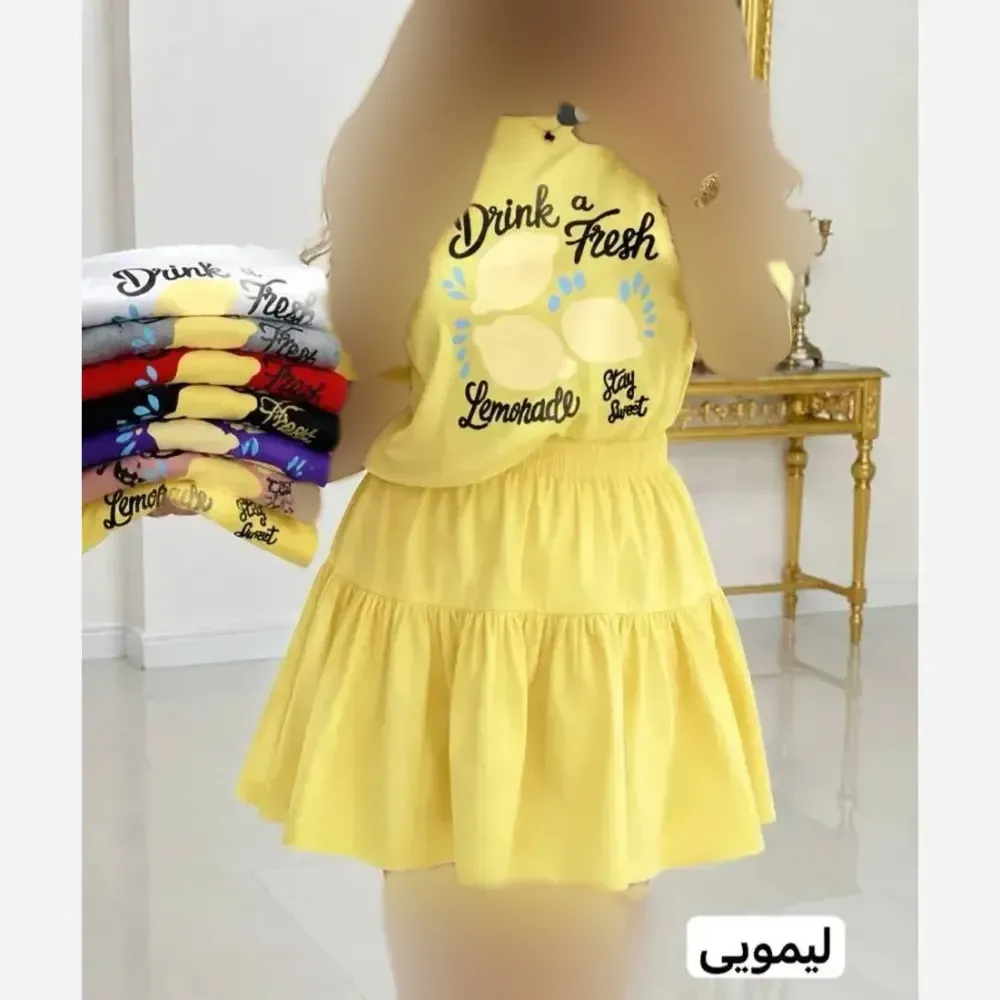 ست پولوشرت و شلوار زنانه نخ پنبه گلکسی رنگ مشکی سایز فری 36 تا 46