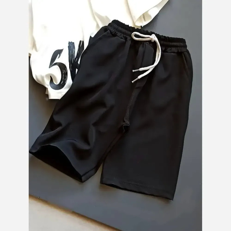 ست تیشرت و شلوارک اسپرت بچگانه نخ پنبه لی سایز 45 تا 60