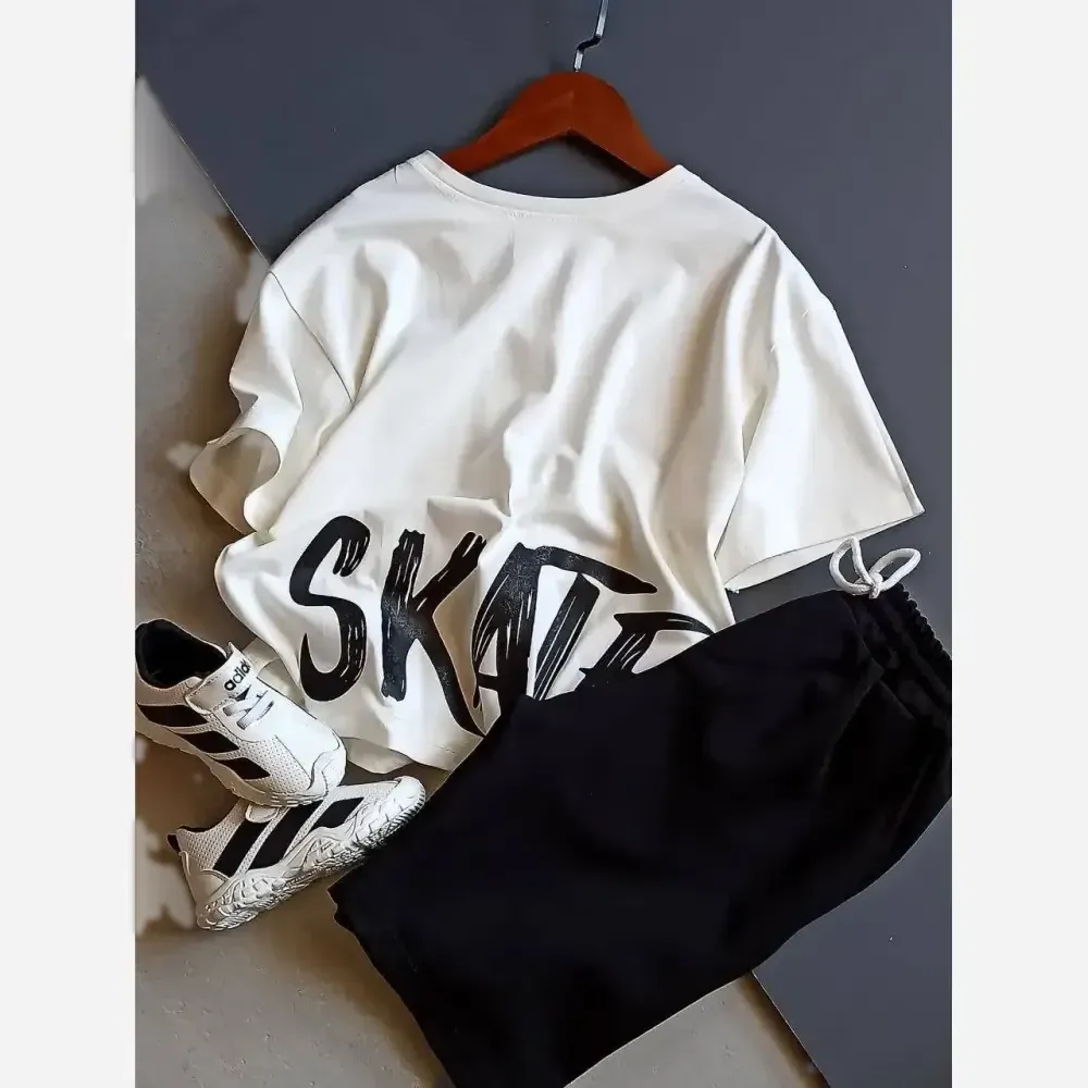 ست تیشرت و شلوارک اسپرت بچگانه نخ پنبه لی سایز 45 تا 60