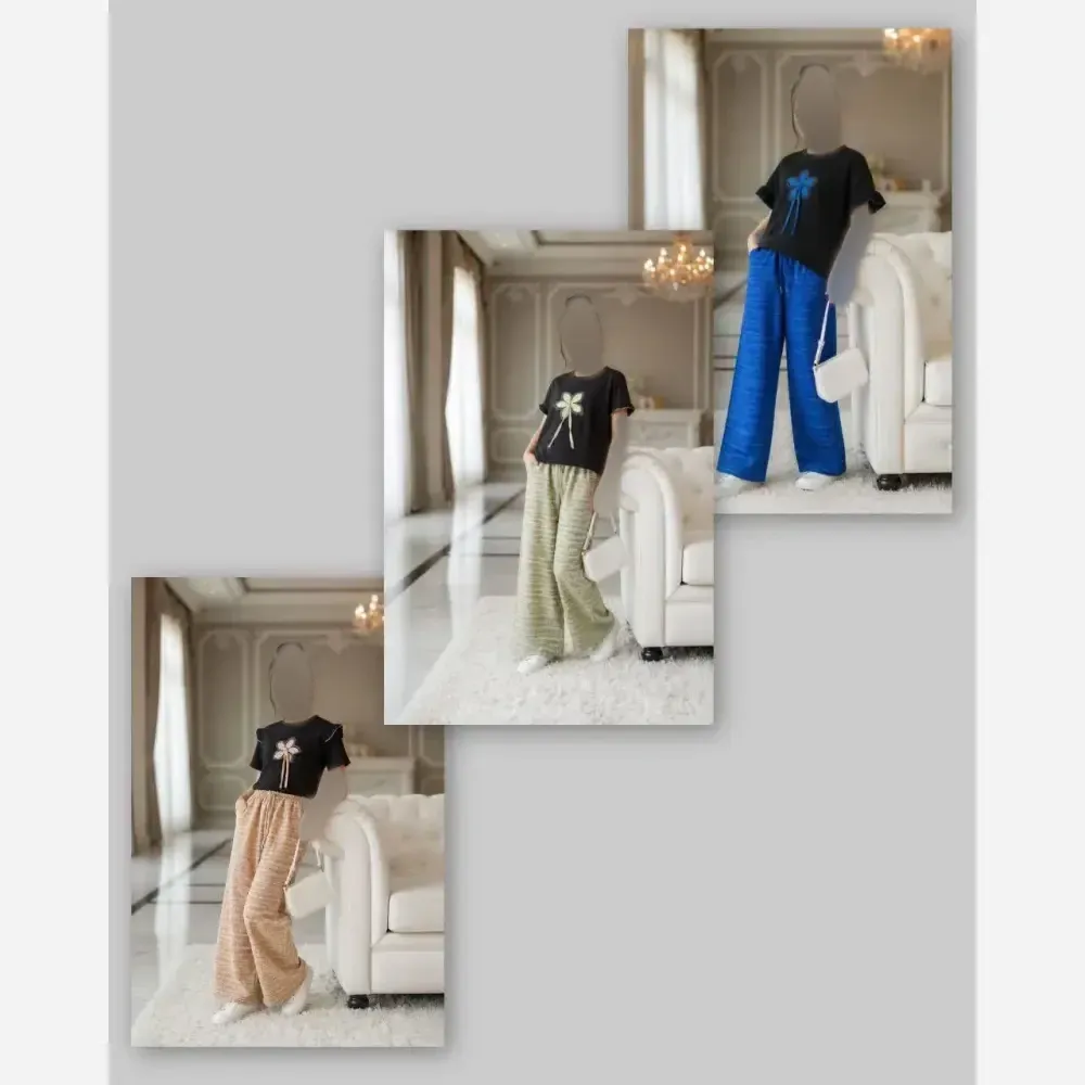 تیشرت پنبه یک رو نوجوان طرح 3 سبز و موکا سایز 60 تا 75