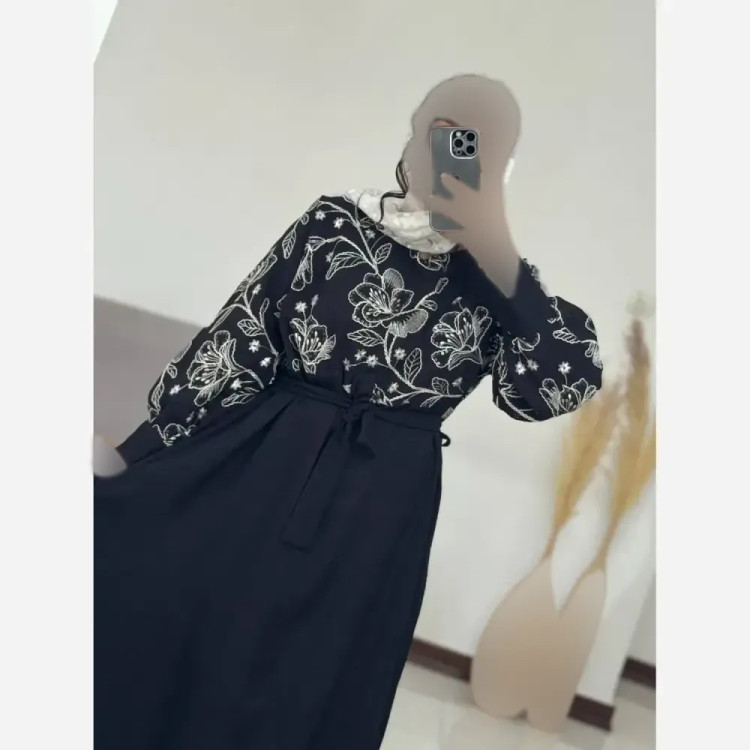 پیراهن بلند سوزندوزی لینن فری سایز زنانه
