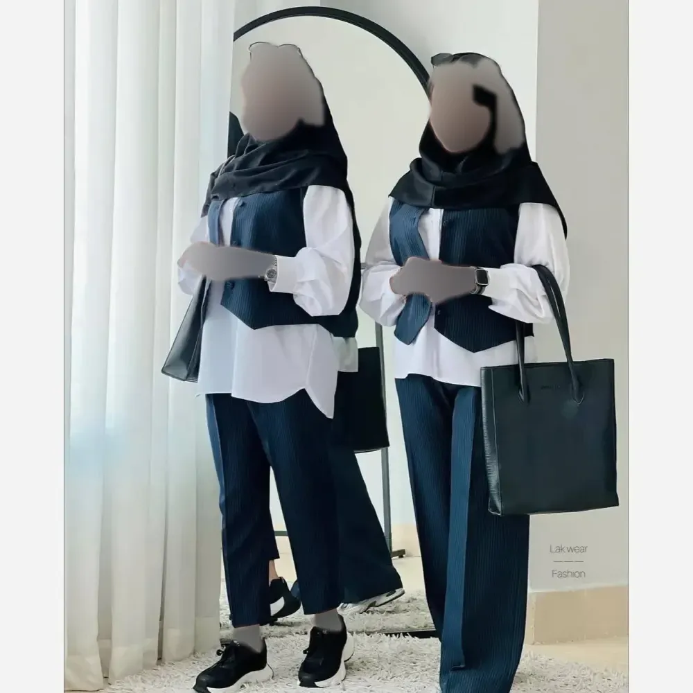 سه تیکه اداری دانشجویی شامل کت ژیله شلوار دیپلمات زنانه سایز 38 تا 46