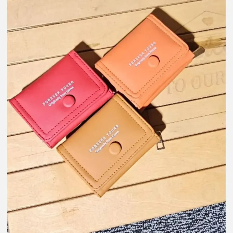 کیف پول چرم طبیعی جلو دکمه جای کارت و پول
