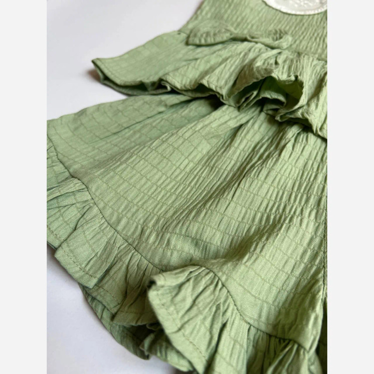 ست دو تکه تابستانه دخترانه تاپ و شلوارک جنس اطلس سایز 1 تا 7 سال