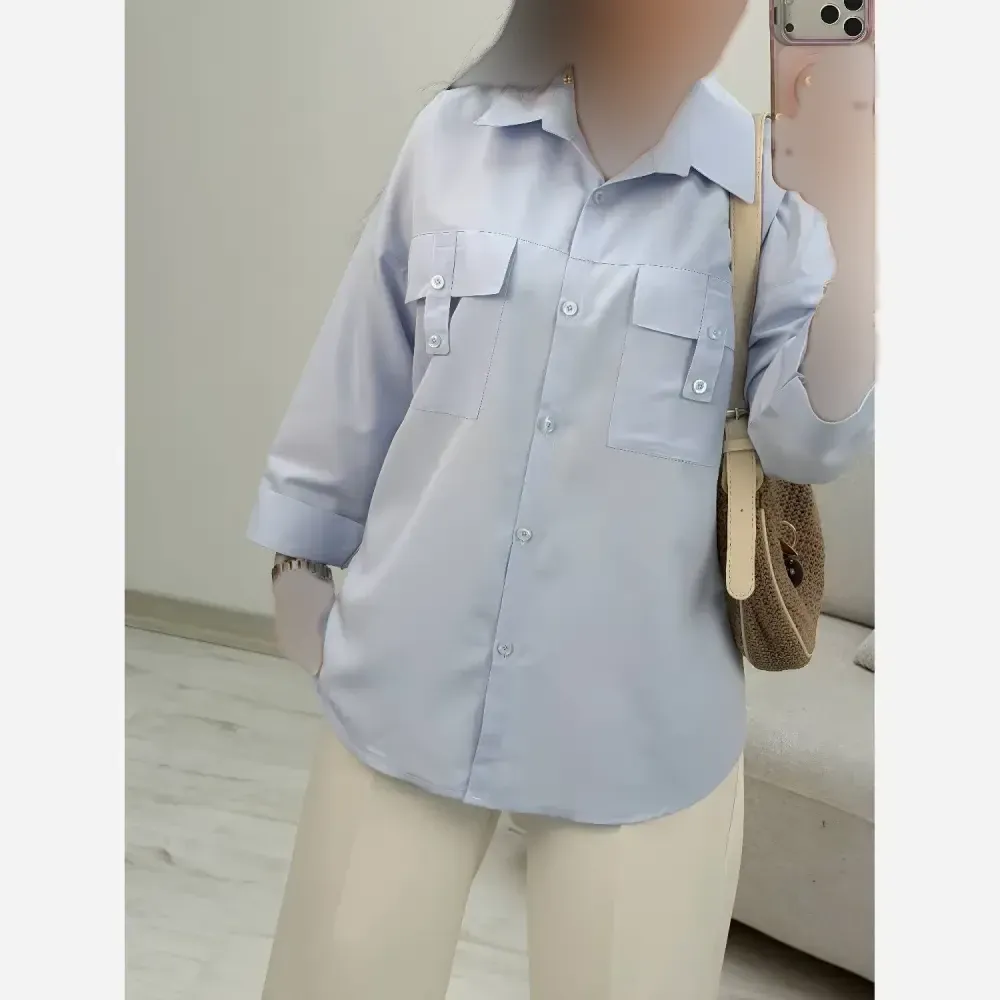 شومیز زنانه جیب صلیبی خنک و سبک فری سایز
