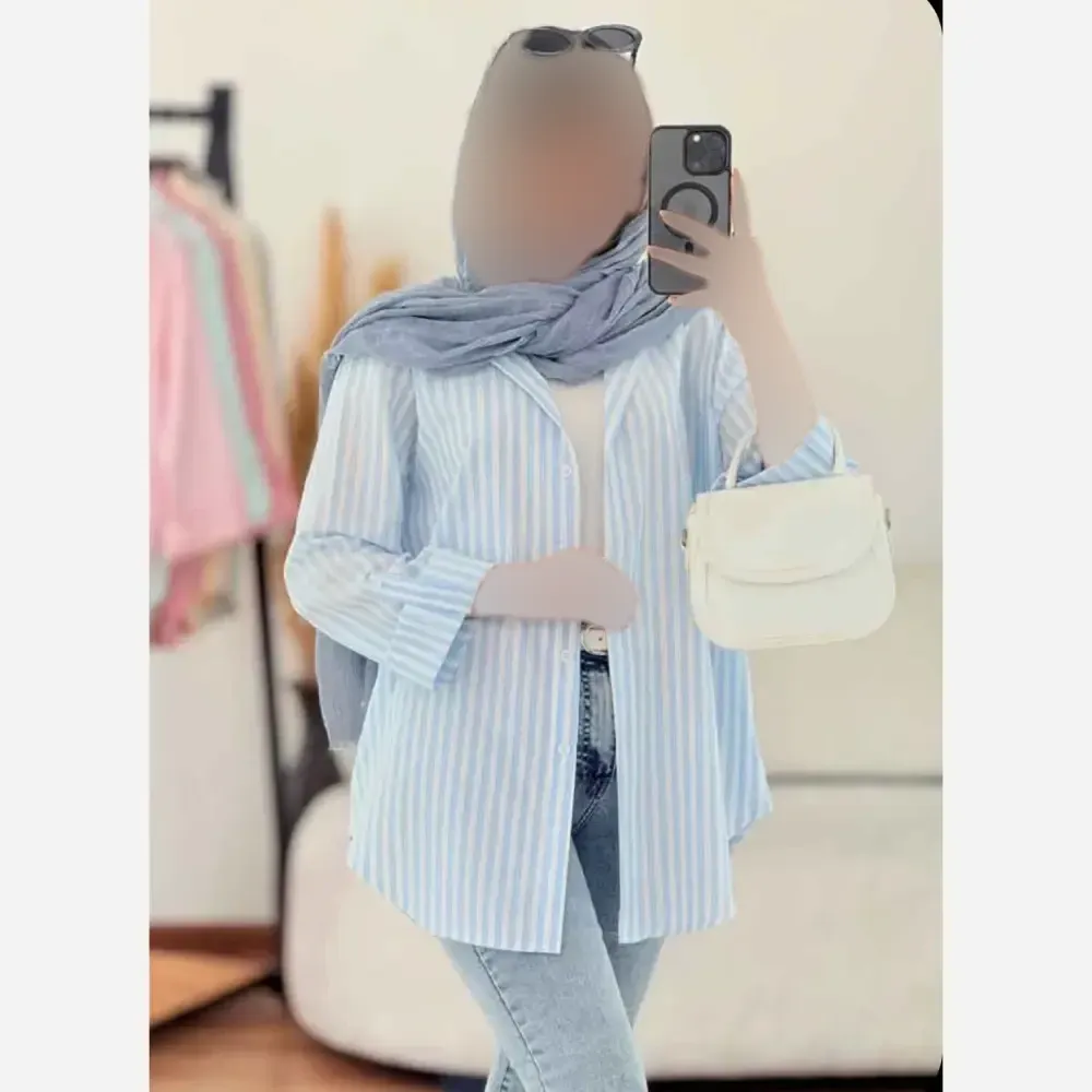 شومیز راه راه زنانه لینن تابستانه خنک در رنگ بندی متنوع و سایز بندی 1 و 2