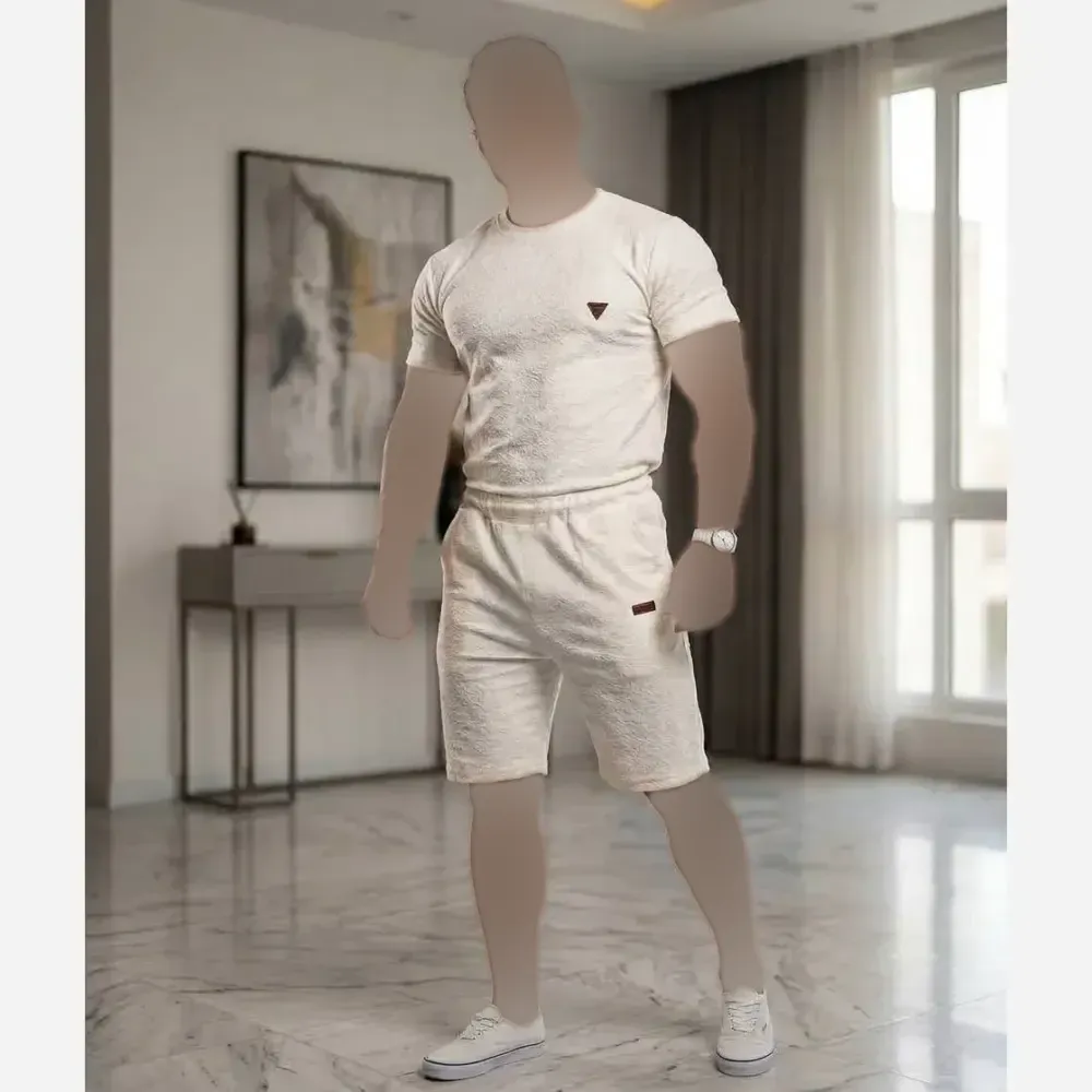 تیشرت شلوارک مردانه فلامنت سفید رنگ L و XL